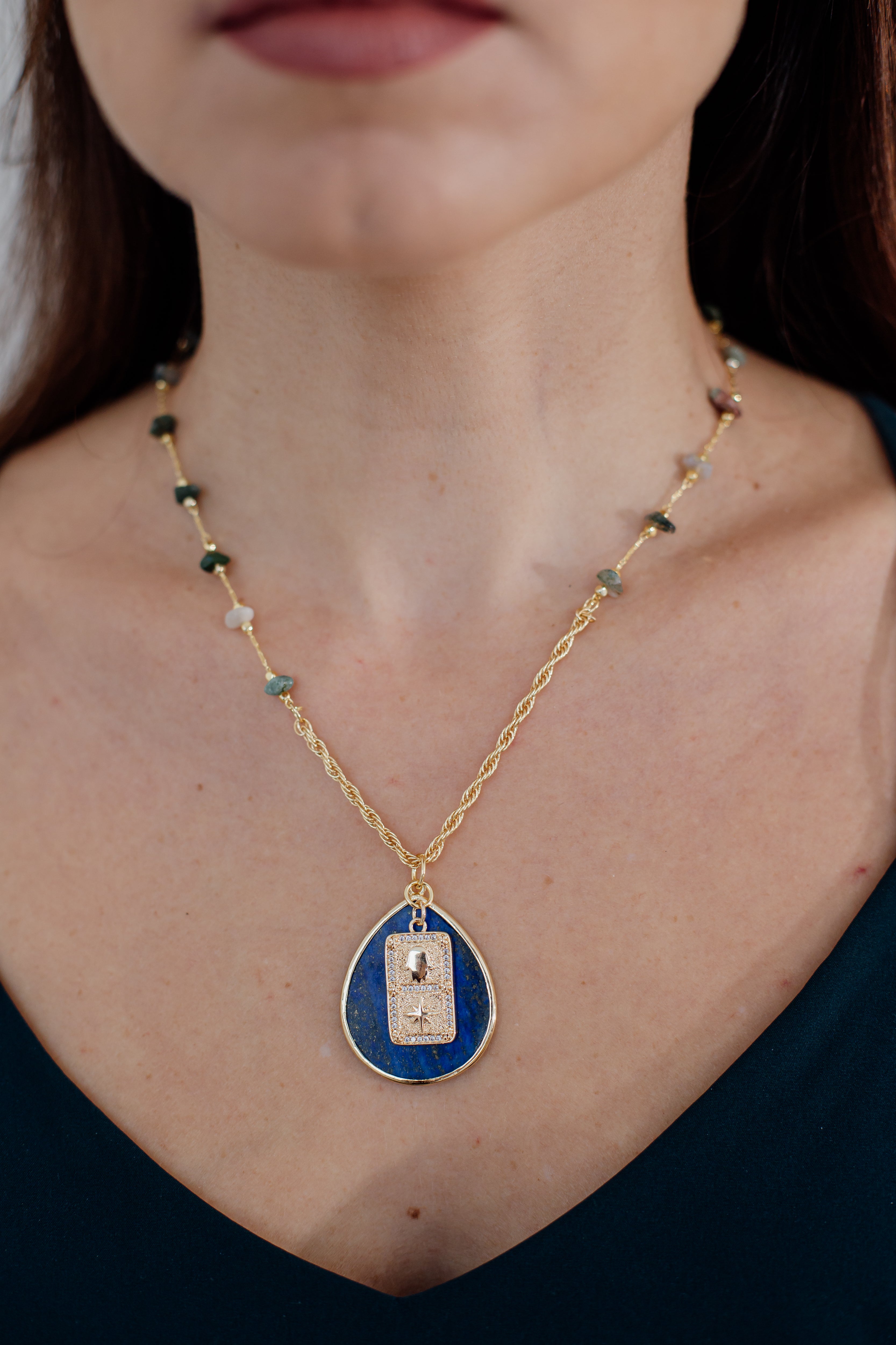 HAMSA BESCHERMENDE LAPIS KETTING