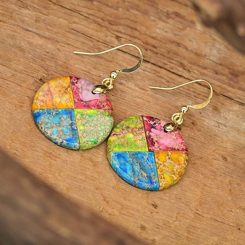 VIER KWADRANTEN OORBELLEN VAN IMPERIAL JASPIS