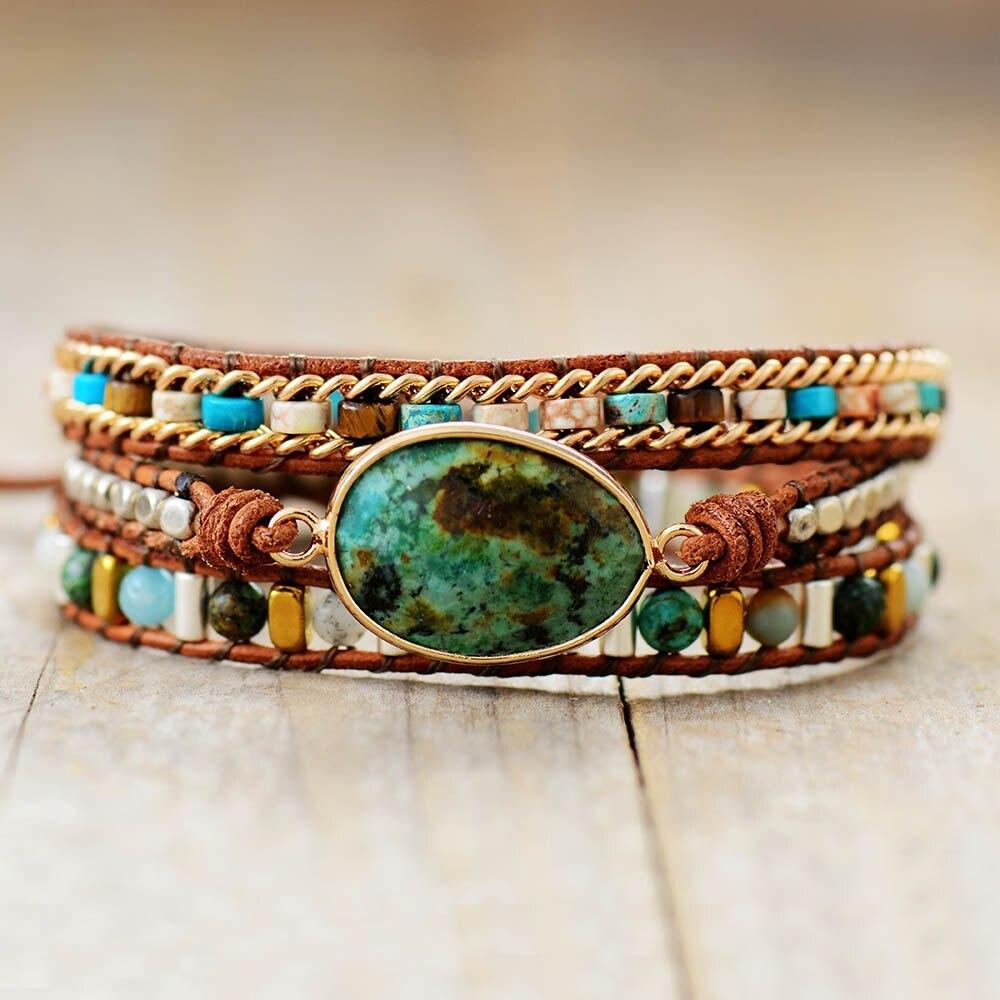 SCHITTERENDE ENERGIE TURQUOISE OMWIKKELDE ARMBAND