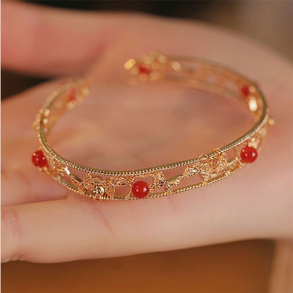 Vreugdevolle Wedergeboorte Rode Agaat Vlinder Armband