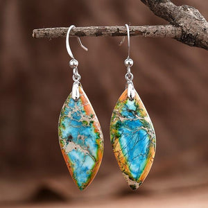 JASPIS BLADHANGER OORBELLEN