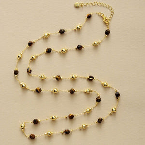 INNERLIJKE GODIN ROZE JADE & TIJGEROOG KETTING