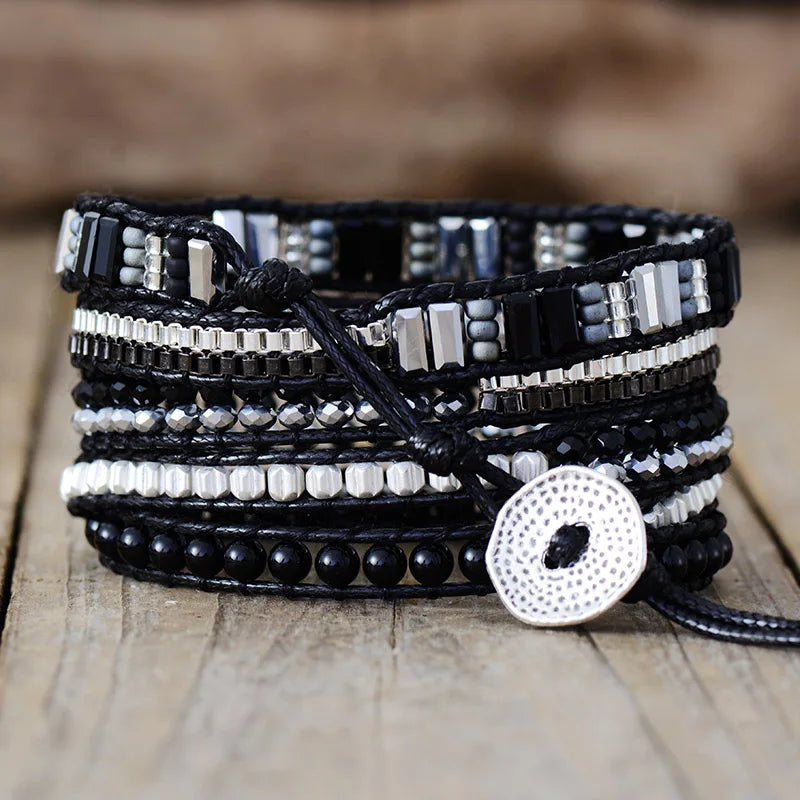 Monochroom Mozaïek Agaat Armband