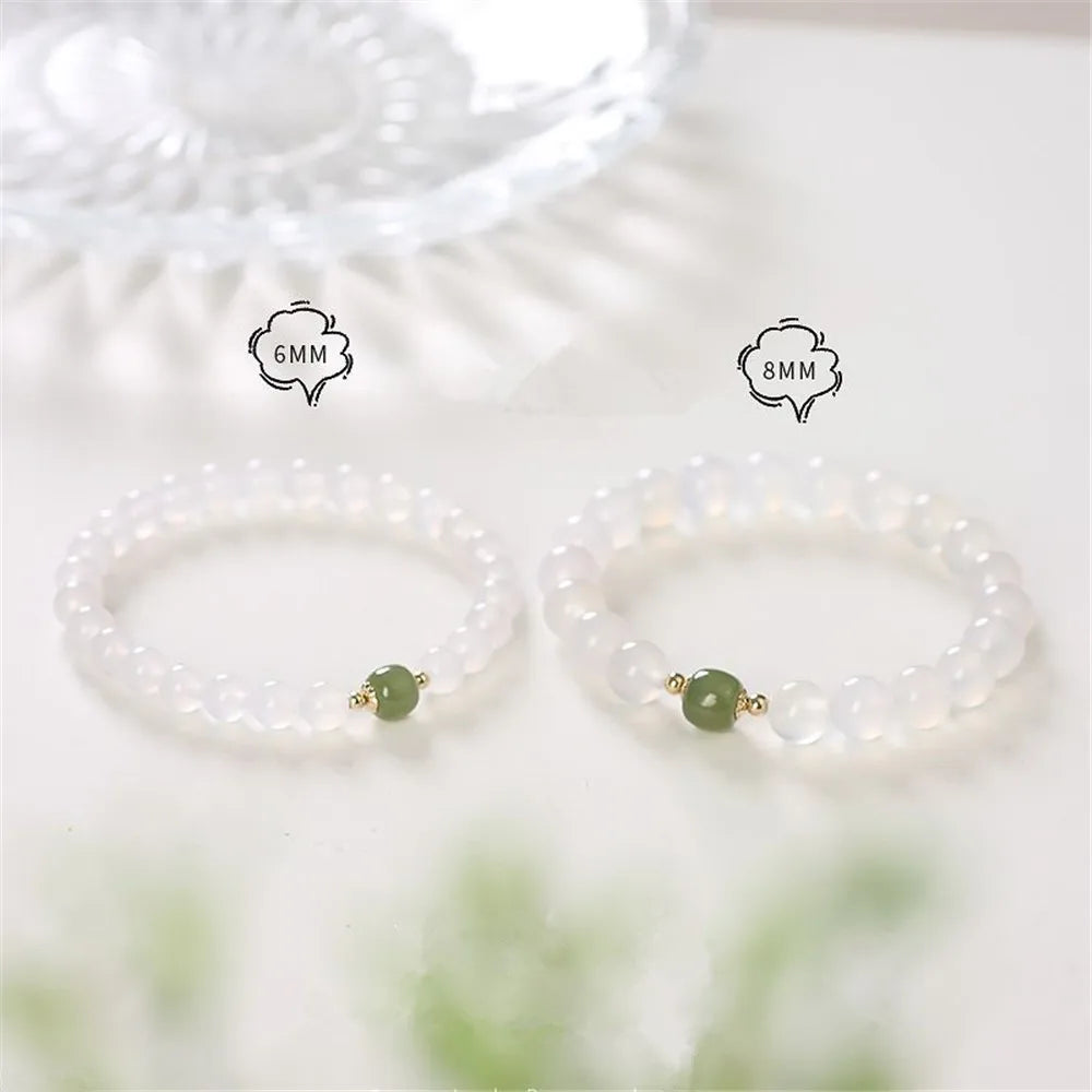 Harmony Haven Witte Agaat en Hetian Jade Armband