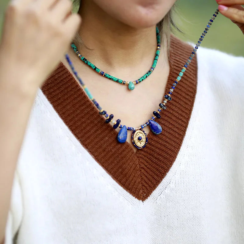 Azure Serenity Turquoise & Lapis Lazuli Ketting