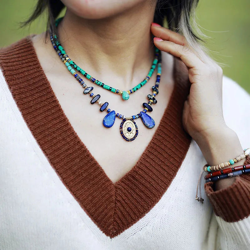 Azure Serenity Turquoise & Lapis Lazuli Ketting