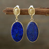 VROUWELIJKE MYSTIEK BLAUWE LAPIS GOUDEN HANGER OORBELLEN