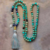 MINDFULNESS BLAUWE JASPIS KWASTJES MALA KETTING