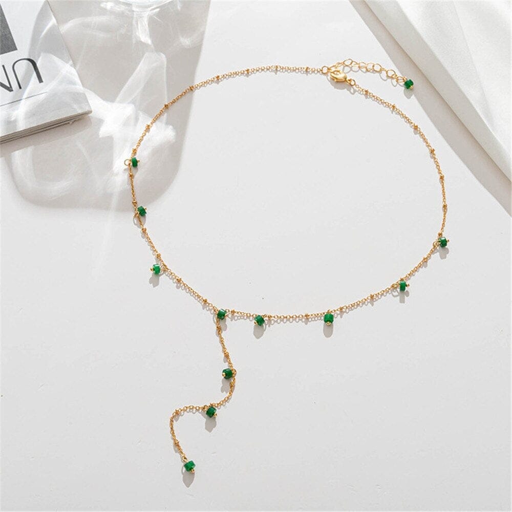 OOGVERBLINDENDE OVERVLOED GROENE JADE FRONT DROP KETTING