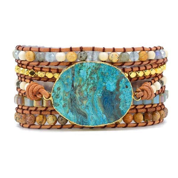 BLAUWE AARDE JASPIS STEEN ARMBAND