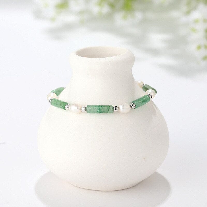 LUCKY HARMONY GROENE JADE & ZOETWATERPAREL ARMBAND