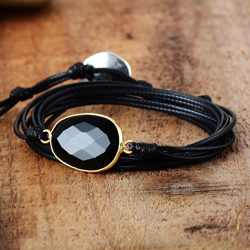 ZWARTE AURA KOORD ONYX ARMBAND