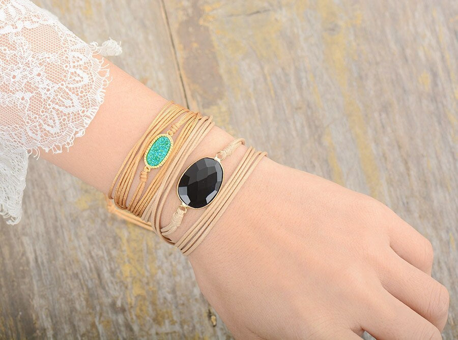 ZWARTE AURA KOORD ONYX ARMBAND