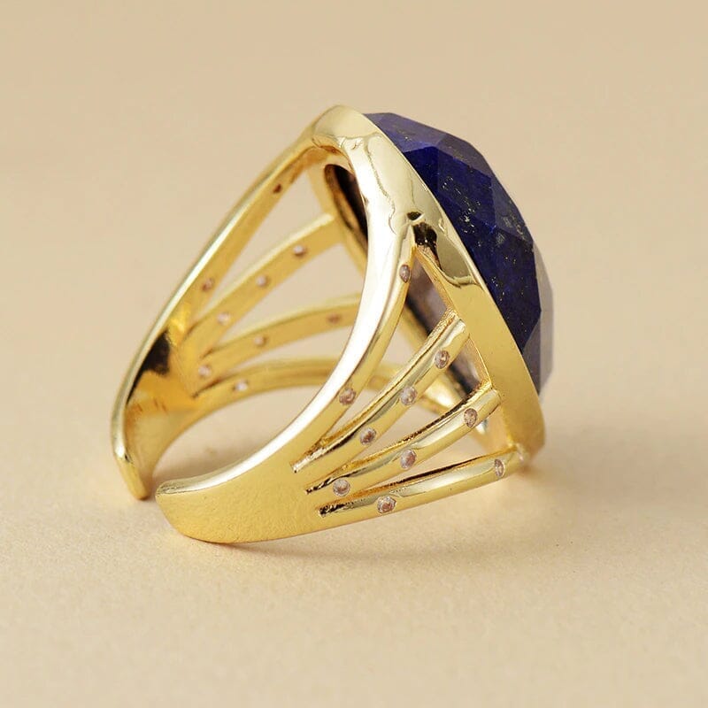 BETOVERENDE LAPIS LAZULI & LABRADORIET RINGEN