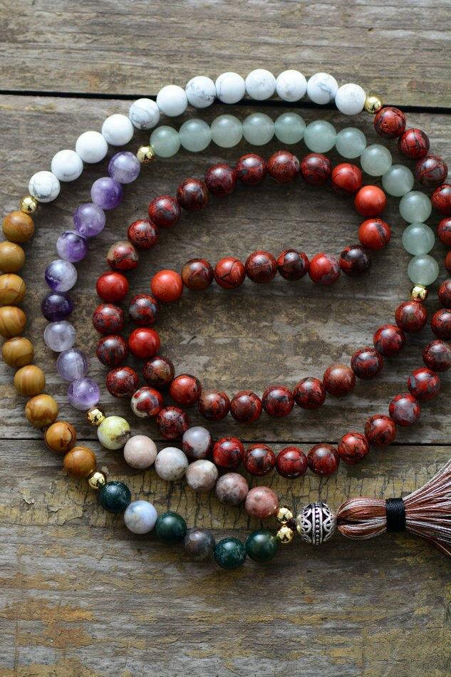 SERENE AANWEZIGHEID 7 CHAKRA JASPIS & AGAAT KETTING