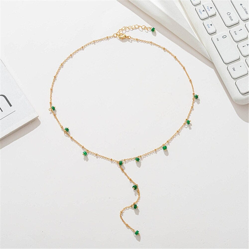 OOGVERBLINDENDE OVERVLOED GROENE JADE FRONT DROP KETTING