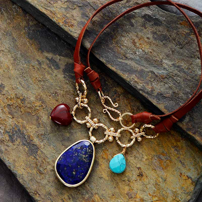 MESMERIZING CHARM SPELL LAPIS LAZULI & TURKOOIS KETTING