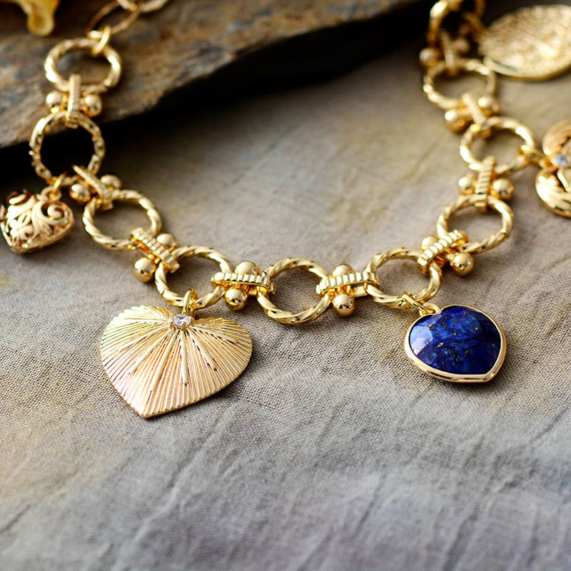 LIEFDE & INTUÏTIE LAPIS LAZULI GOUDEN KETTING ARMBAND