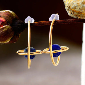 BOUNTY GLAMOUR LAPIS LAZULI & JADE HOOP OORBELLEN