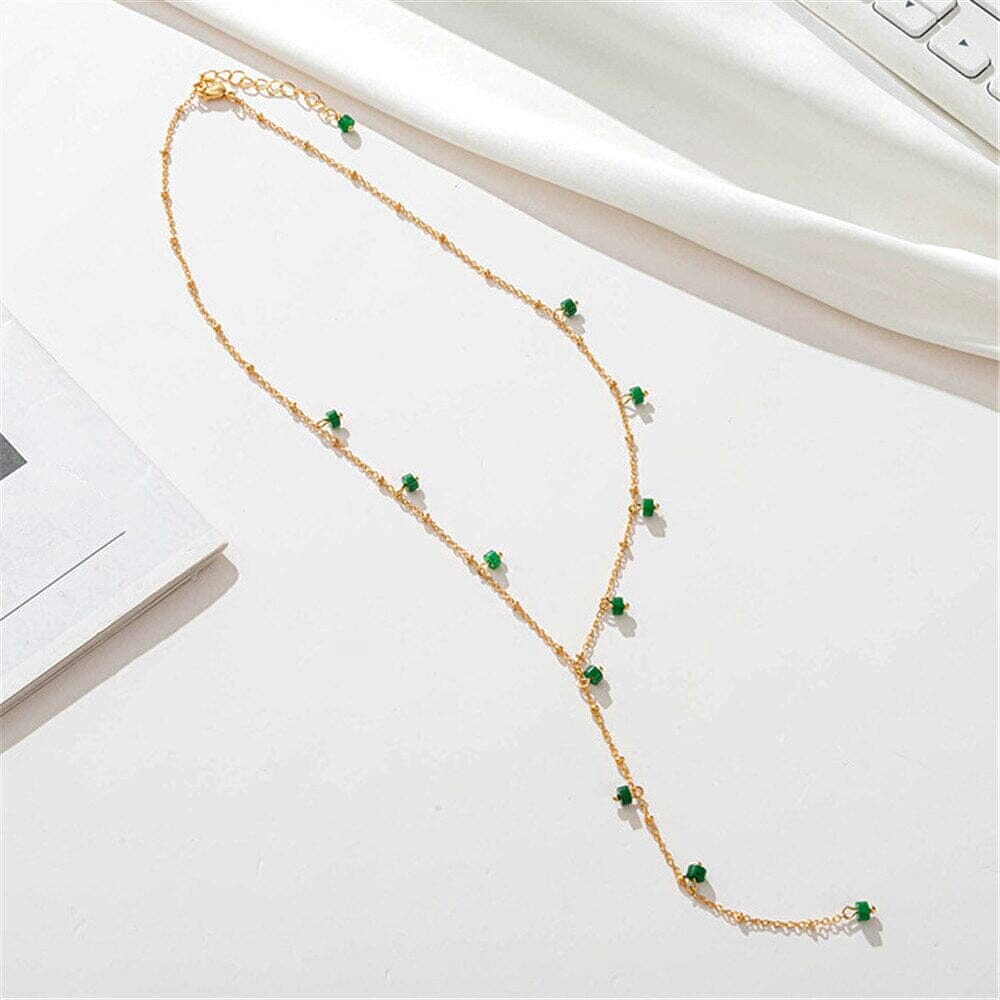 OOGVERBLINDENDE OVERVLOED GROENE JADE FRONT DROP KETTING