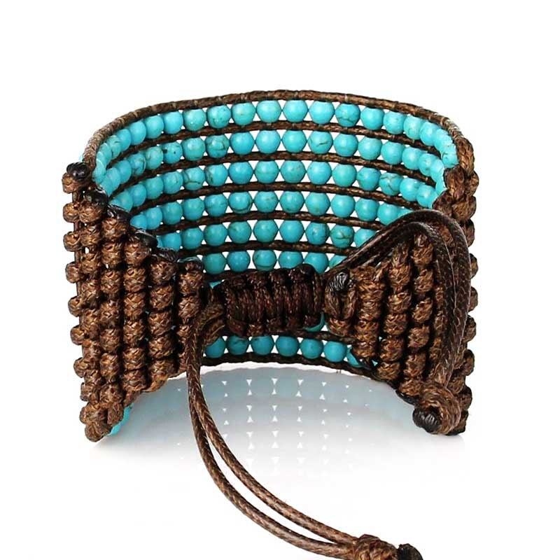 BLAUWE OPULENTIE TURQUOISE KRALEN WIKKEL ARMBAND