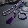 CHAKRA BALANCERENDE MICA LEPIDOLIET, ZWARTE ONYX & LAPIS LAZULI MALA KRALEN