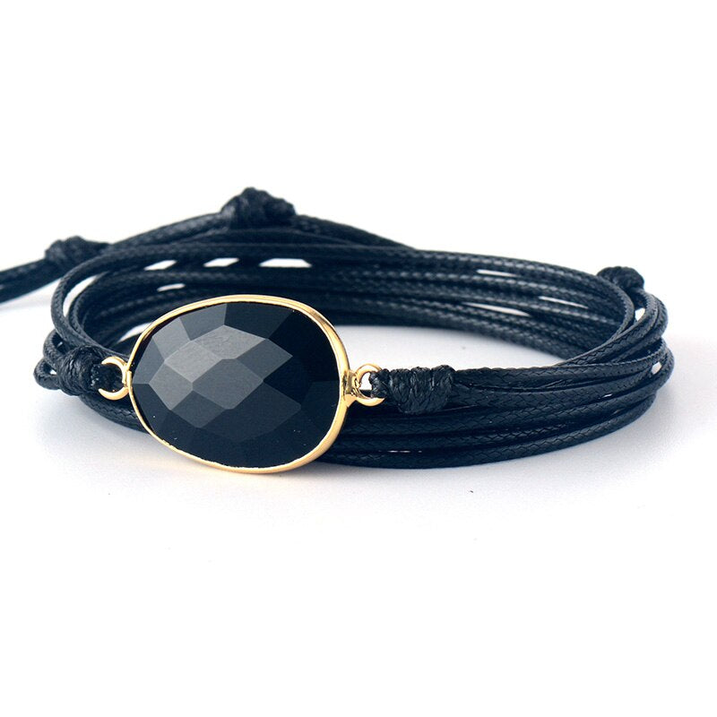 ZWARTE AURA KOORD ONYX ARMBAND