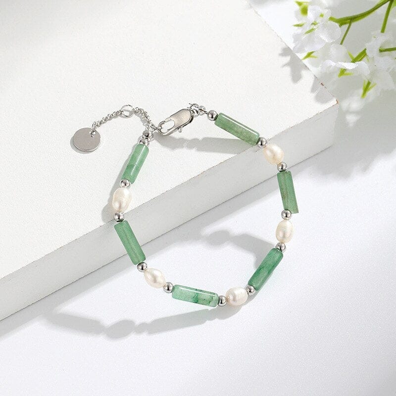 LUCKY HARMONY GROENE JADE & ZOETWATERPAREL ARMBAND