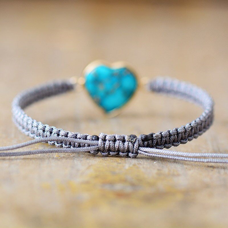 "LOVE TO YOU" JASPIS & TURKOOIS MACRAMÉ ARMBAND