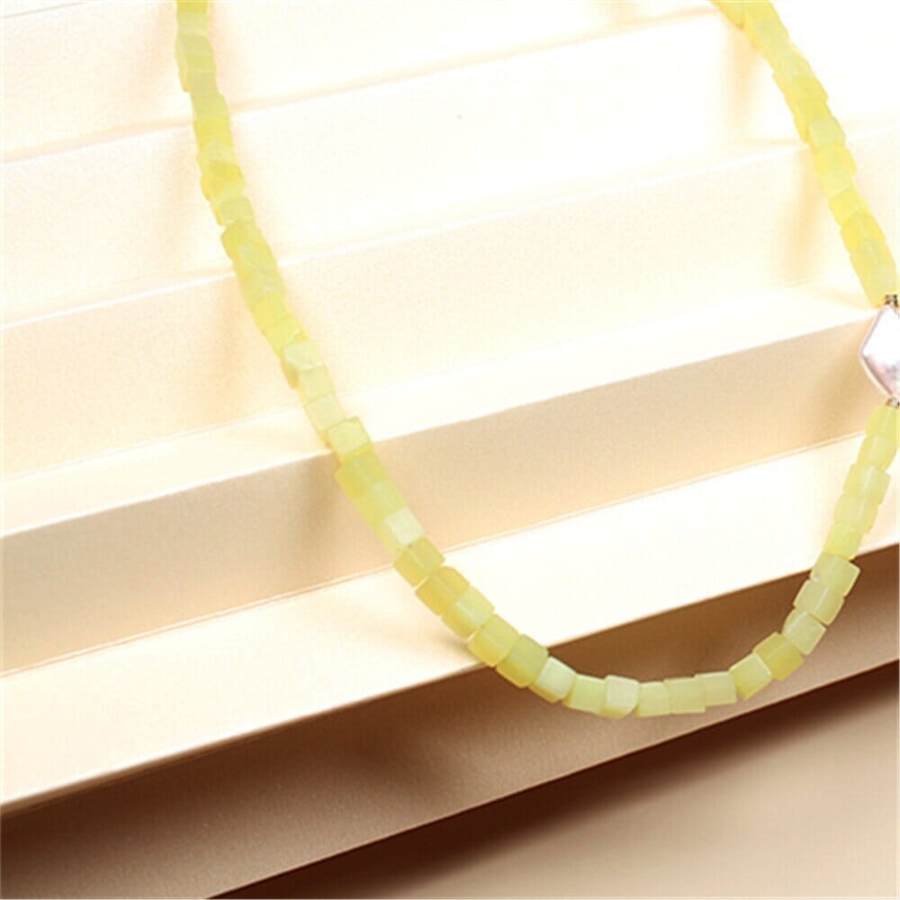 Glinsterende Overvloed Lemon Jade & Parel Ketting