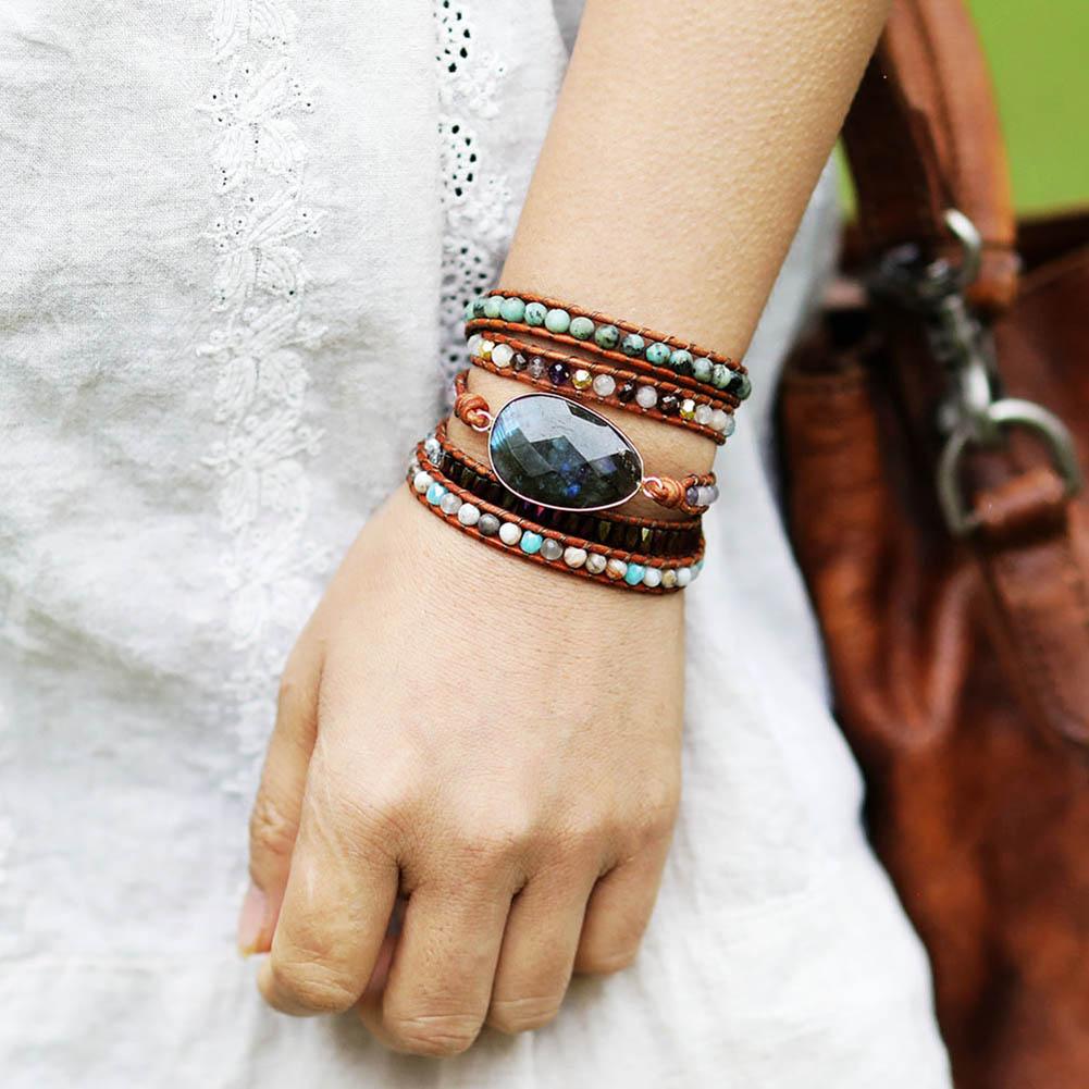 BOHO LABRADORIET WIKKELARMBAND