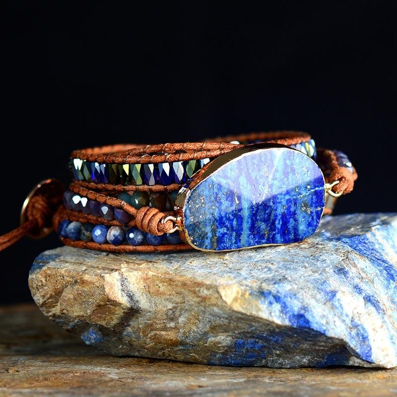 BLAUWE OCEAAN LAPIS LAZULI WIKKELARMBAND