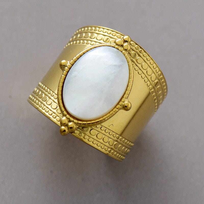 Peaceful Purity Schelp Cocktail Ring