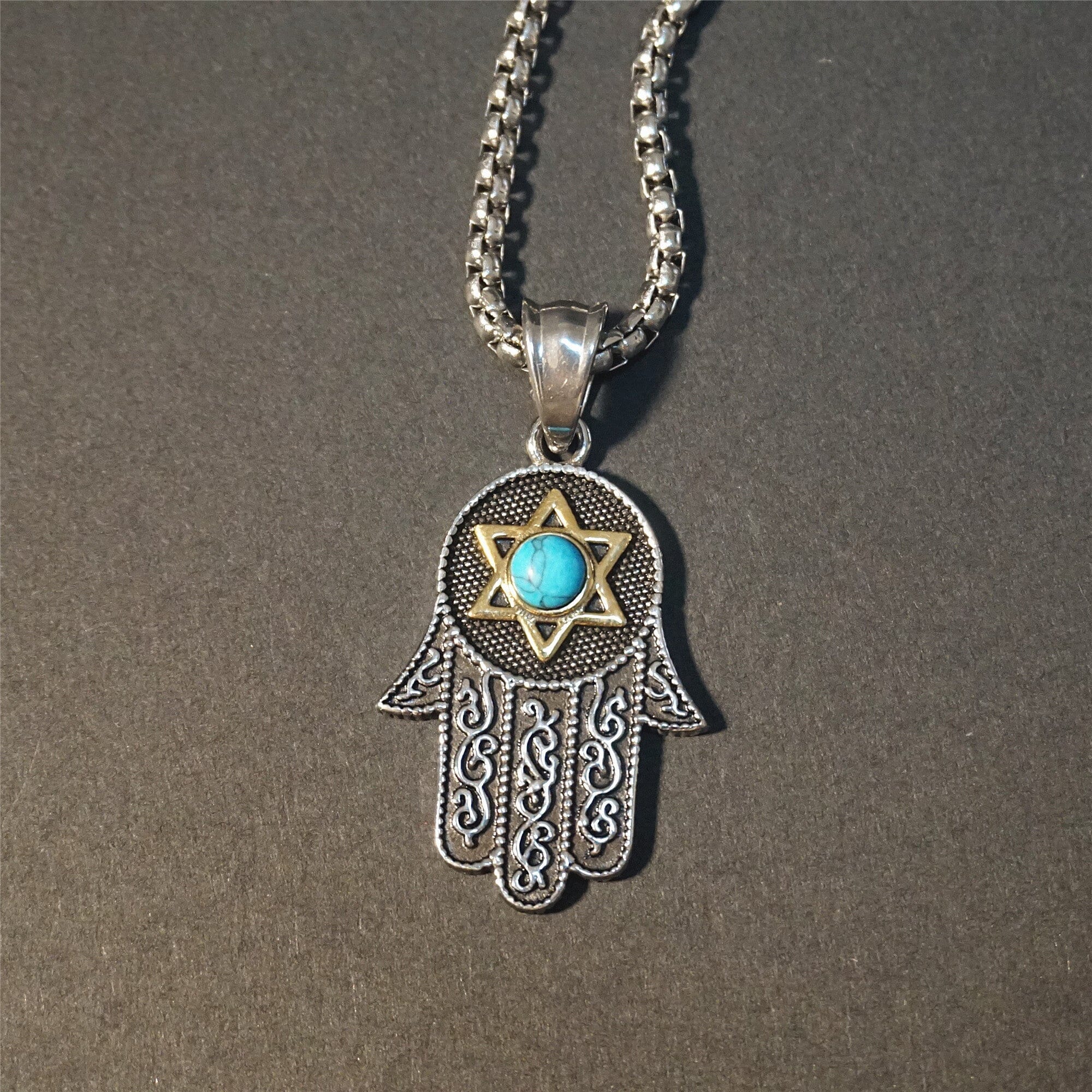 PEACEFUL ABUNDANCE TURQUOISE HAMSA HAND KETTING