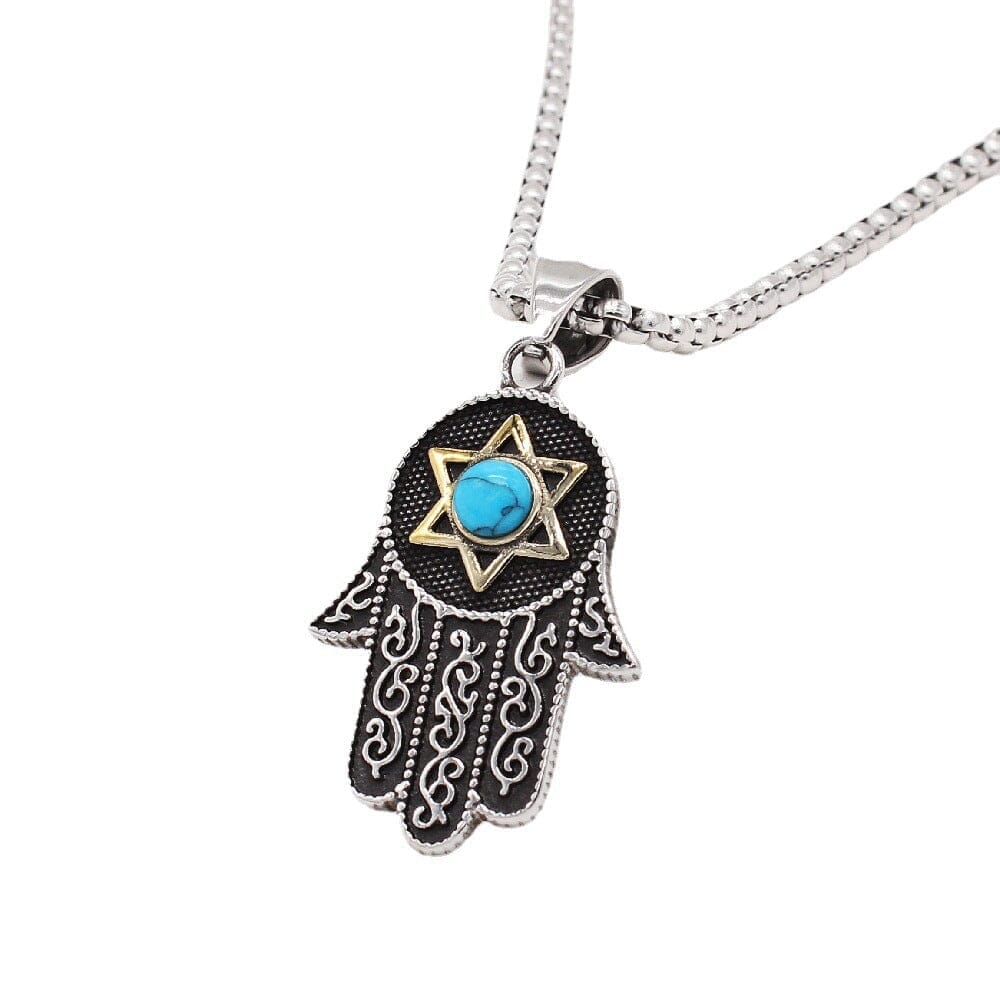 PEACEFUL ABUNDANCE TURQUOISE HAMSA HAND KETTING