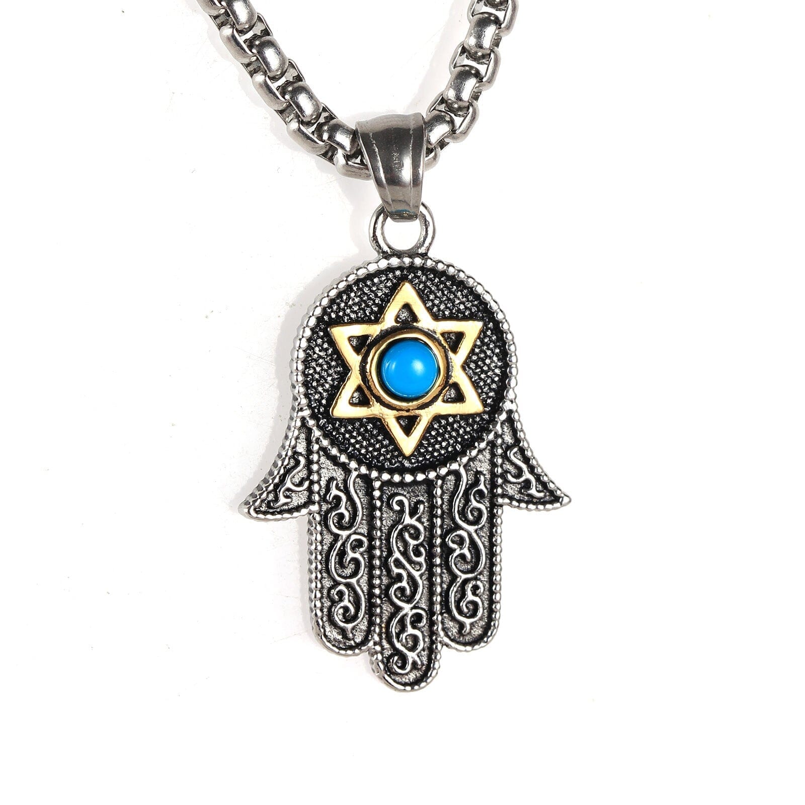 PEACEFUL ABUNDANCE TURQUOISE HAMSA HAND KETTING