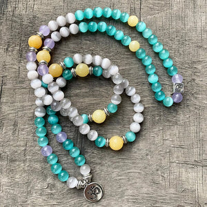 SPIRITUELE OVERVLOED OPAAL & GELE JADE MALA ARMBAND