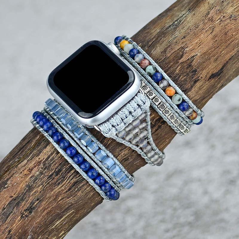 DIEPBLAUWE LAPIS EDELSTEEN APPLE HORLOGE HORLOGEBAND