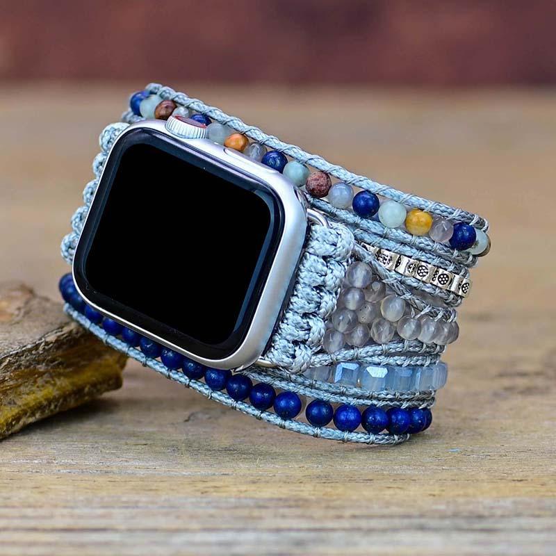 DIEPBLAUWE LAPIS EDELSTEEN APPLE HORLOGE HORLOGEBAND