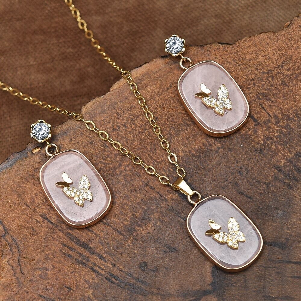 LOTUS ZUIVERHEID REGALIET JASPIS OORBELLEN & KETTING SET