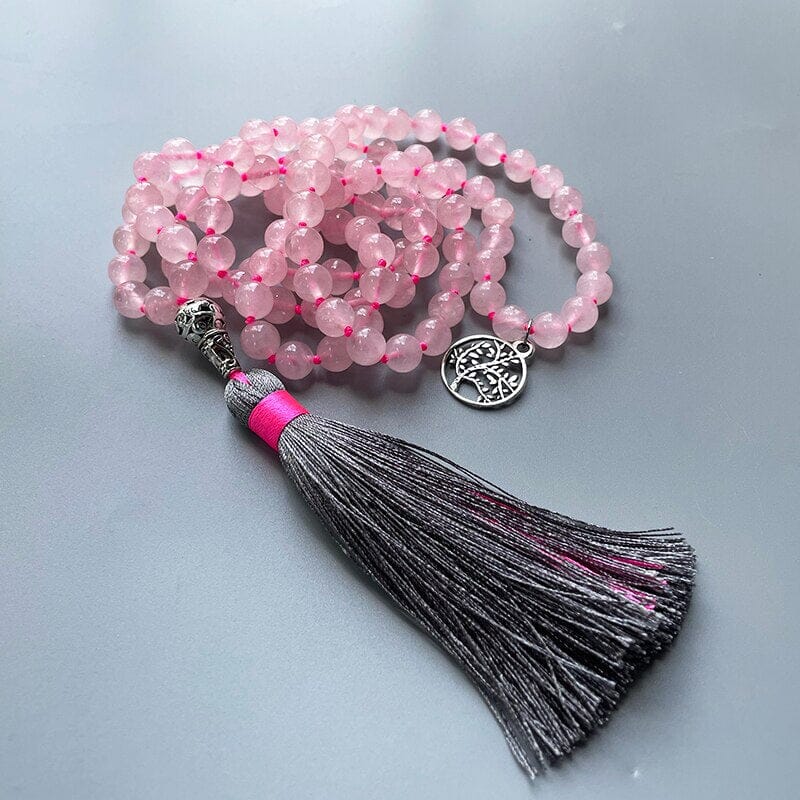 LEVENSBOOM ROZENKWARTS MALA KETTING