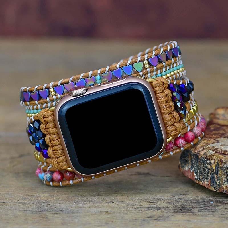 IRISERENDE HARTEN EDELSTEEN APPLE WATCH BAND