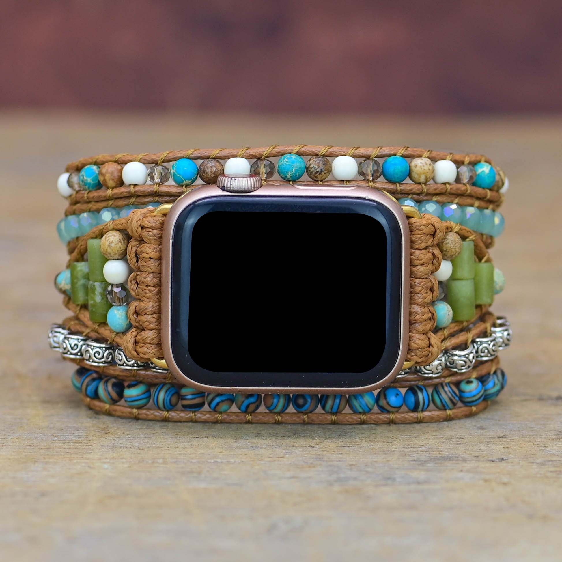 "GOLVEN VAN DE OCEAAN" APPLE WATCH BANDJE MET EDELSTENEN