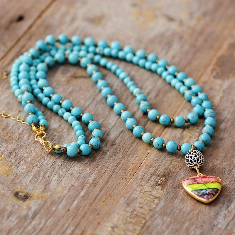 "SCHILD VAN DE CHAKRAS" TURQUOISE MALA KETTING