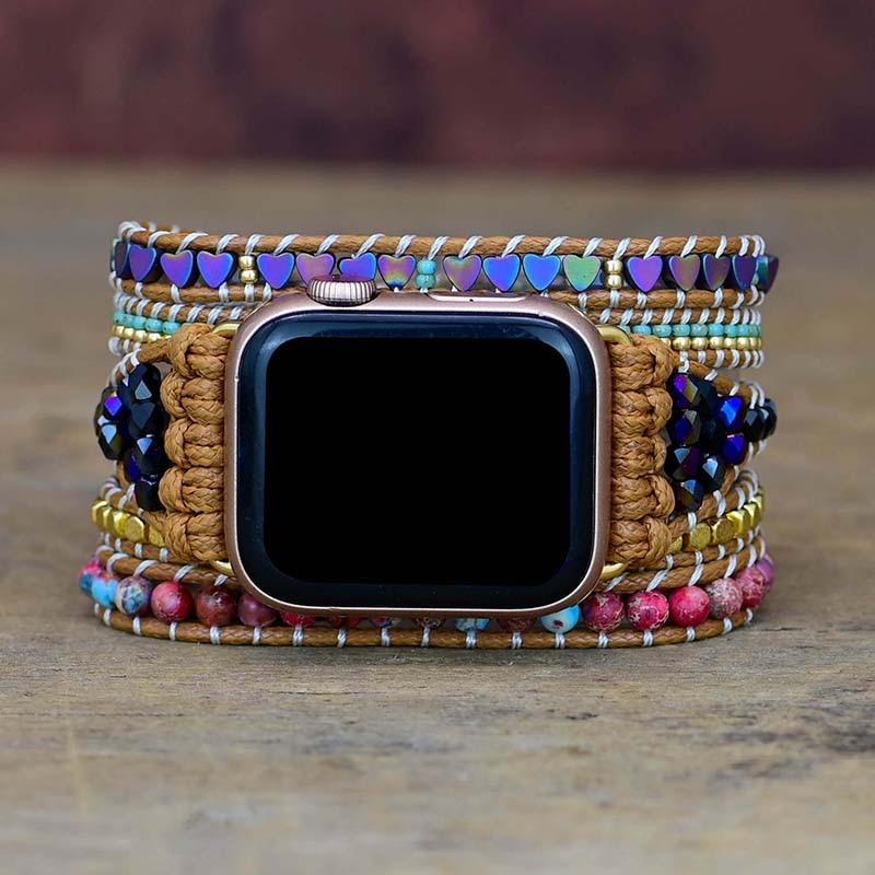 IRISERENDE HARTEN EDELSTEEN APPLE WATCH BAND