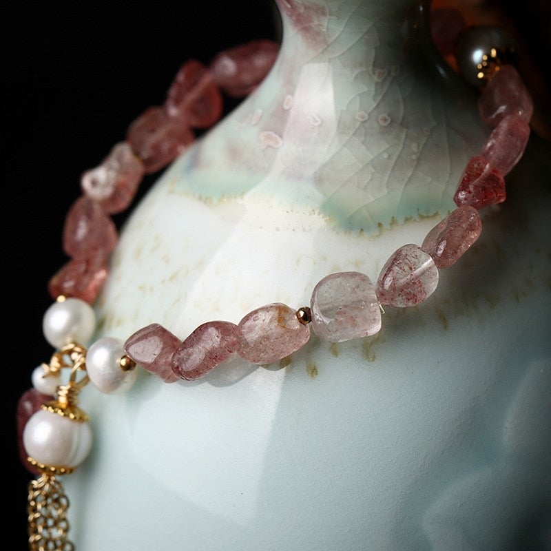 AARDBEI ROZE PAREL ARMBAND