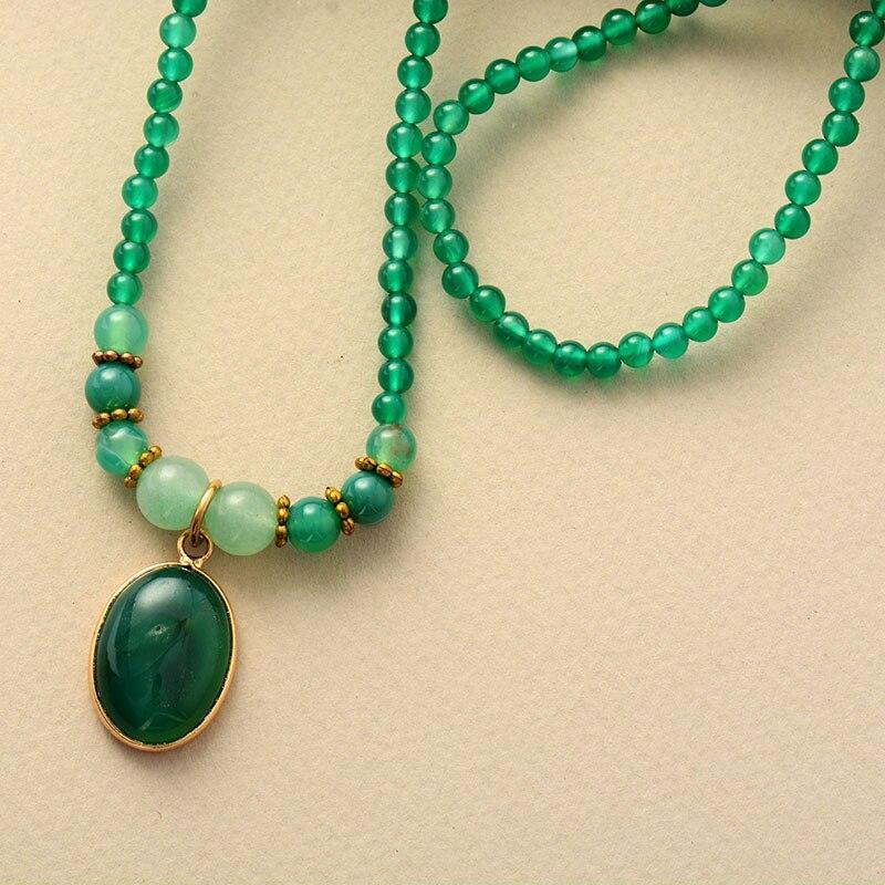 VINTAGE GROENE ONYX DUBBEL-GEBRUIK KALMERENDE KETTING