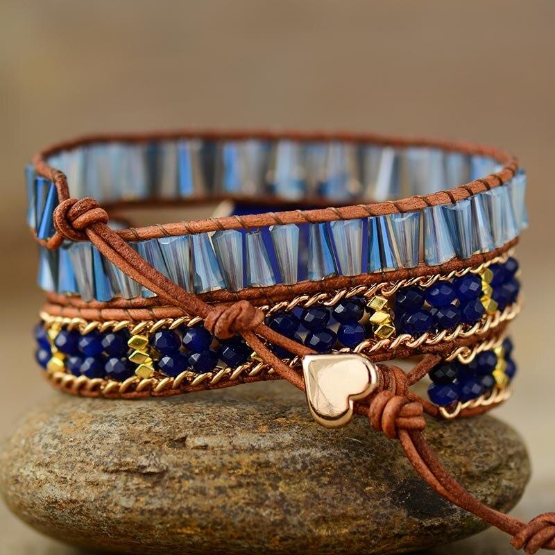 LEVENSBOOM LAPIS WIKKELARMBAND