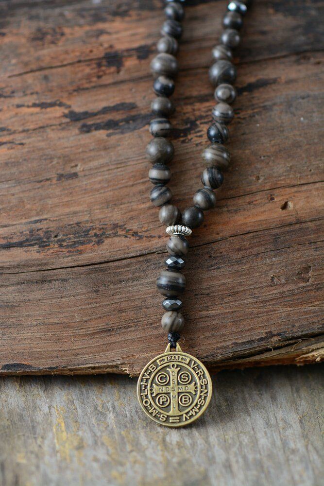 GODDELIJK BESCHERMDE ZWARTE ONYX EN JASPIS KETTING