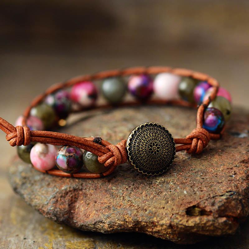 BOHO HELENDE EDELSTEEN ARMBAND